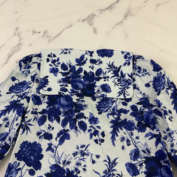 Tuckernuck Sapphire Bloom Bella Dress Size S Blue Floral Bow Trim Mini Pockets - Picture 9 of 12